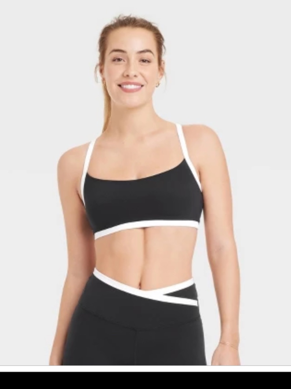 all in motion Black and White Piped Sports Bra and Leggings set